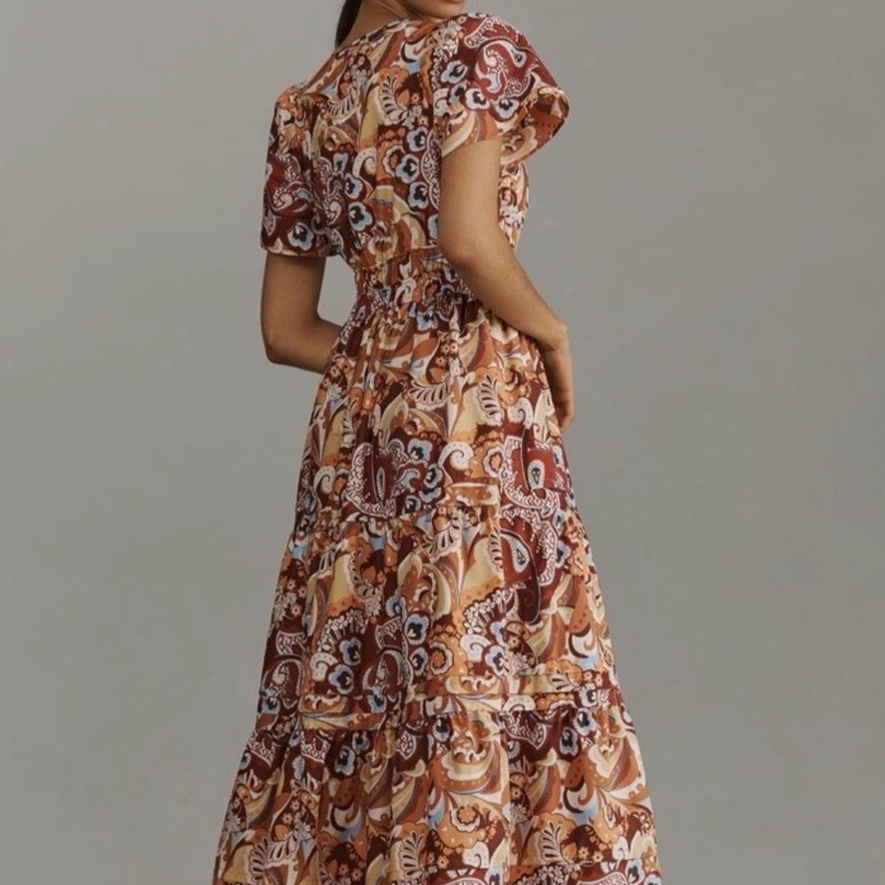 ANTHROPOLOGIE cotton, short sleeve mid length dress size large - Picture 2 of 12
